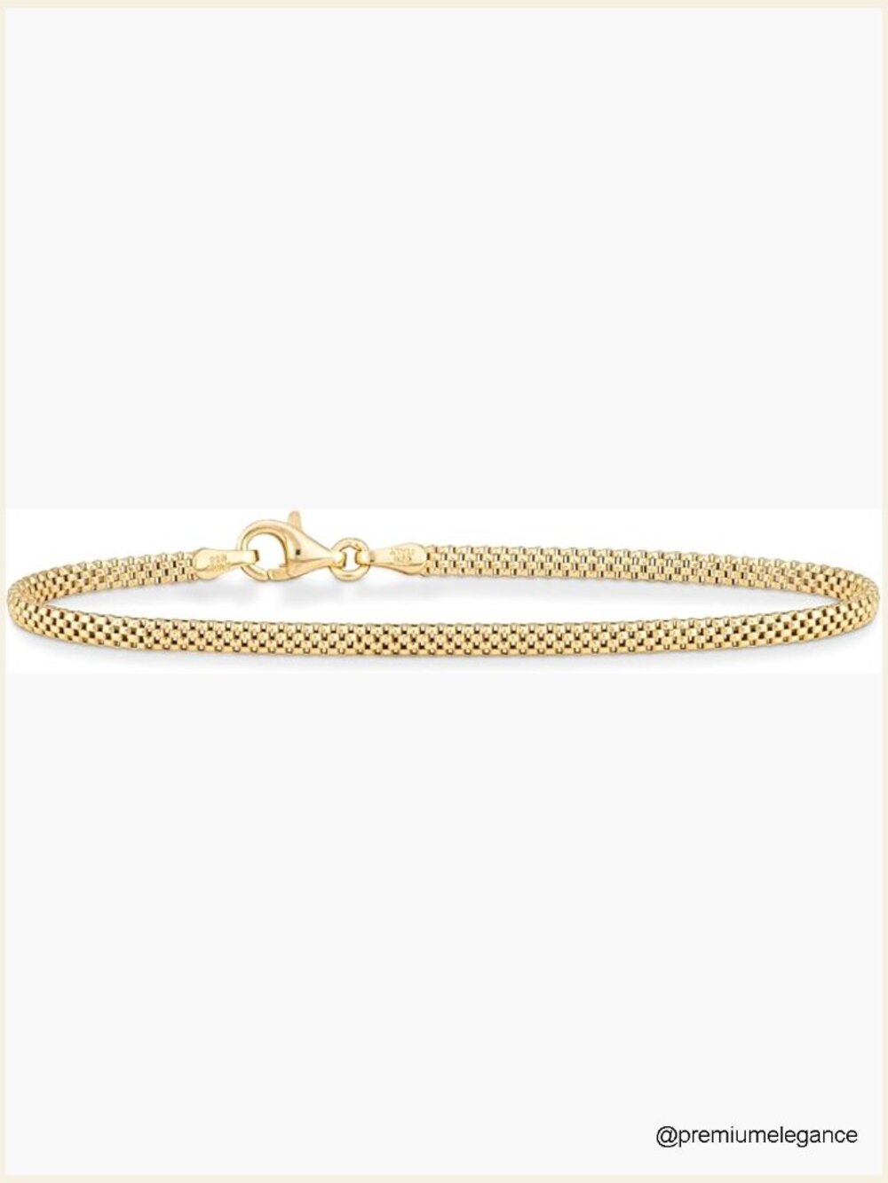 Italian 2.5mm Mesh Link Chain Bracelet, Lobster Claw Clasp